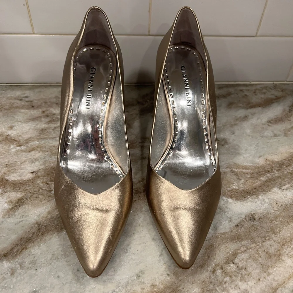 Gianni Bini Metallic Gold Heels - Picture 2 of 7